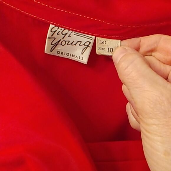Vtg 50s Gigi Young Red Acetate Rockabilly Dress - Picture 2 of 8